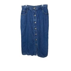 Just Blu Jeans Womens Blue Denim Button Front Maxi Skirt Size 10 High Rise 90s